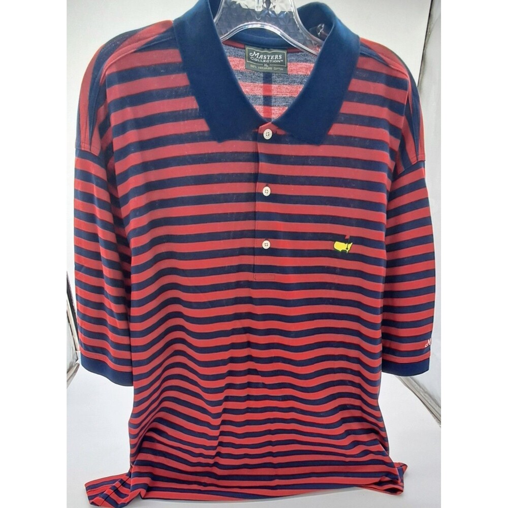 Masters Augusta National Golf Polo Shirt Men's XL Striped Red Navy 100% Cotton